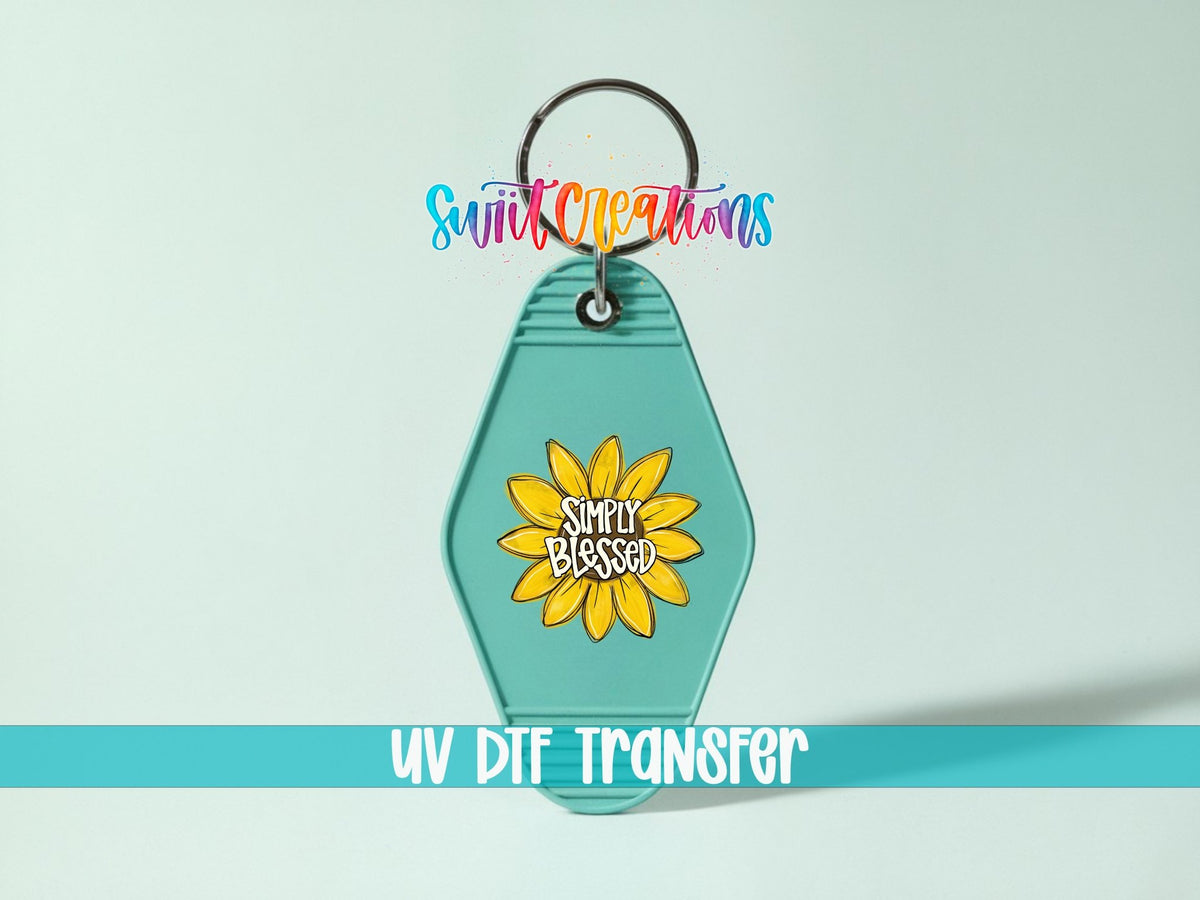 Simply Blessed Motel Keychain UV DTF Transfer | Sunflower Faith Design | MK831 - Swiit Creations
