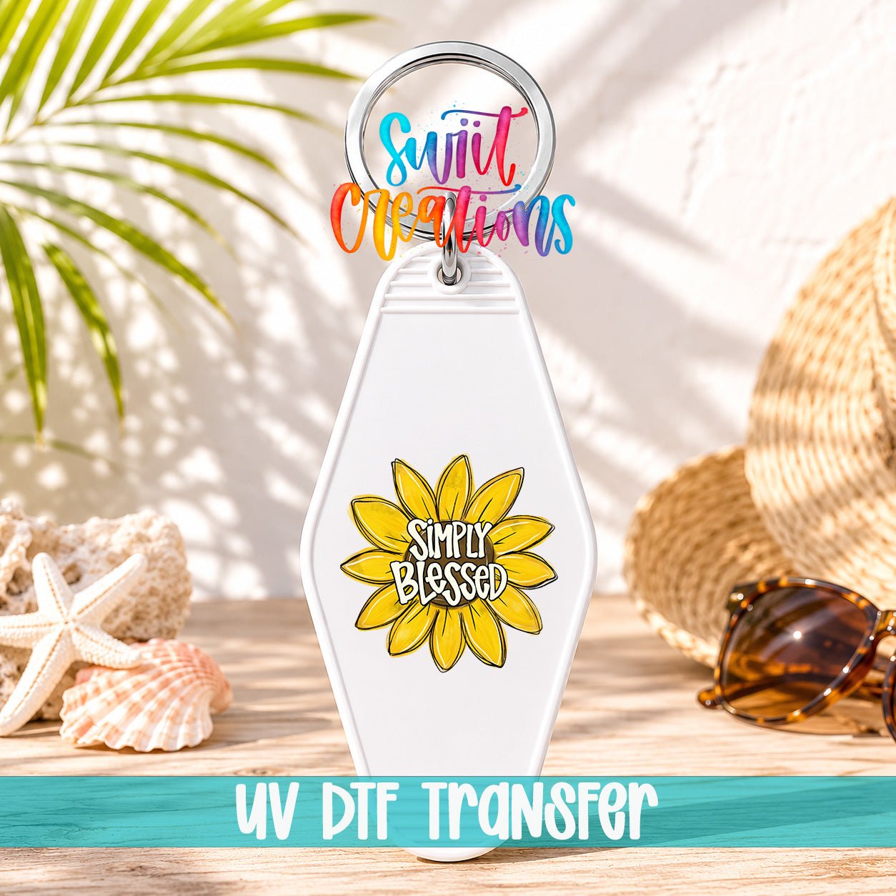 Simply Blessed Motel Keychain UV DTF Transfer | Sunflower Faith Design | MK831 - Swiit Creations