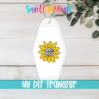 Simply Blessed Motel Keychain UV DTF Transfer | Sunflower Faith Design | MK831 - Swiit Creations