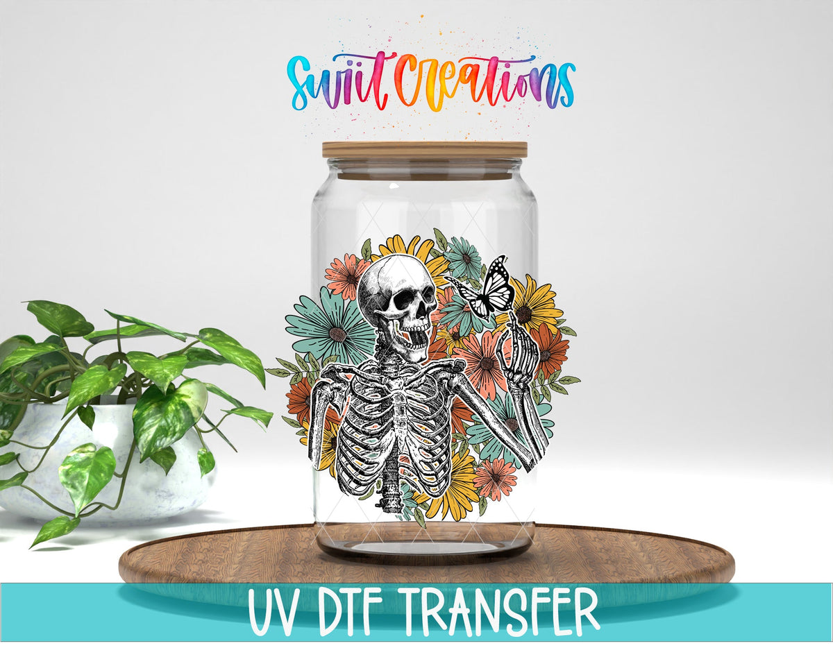 Skeleton Floral UV DTF Cup Decal | UV1192 - Swiit Creations