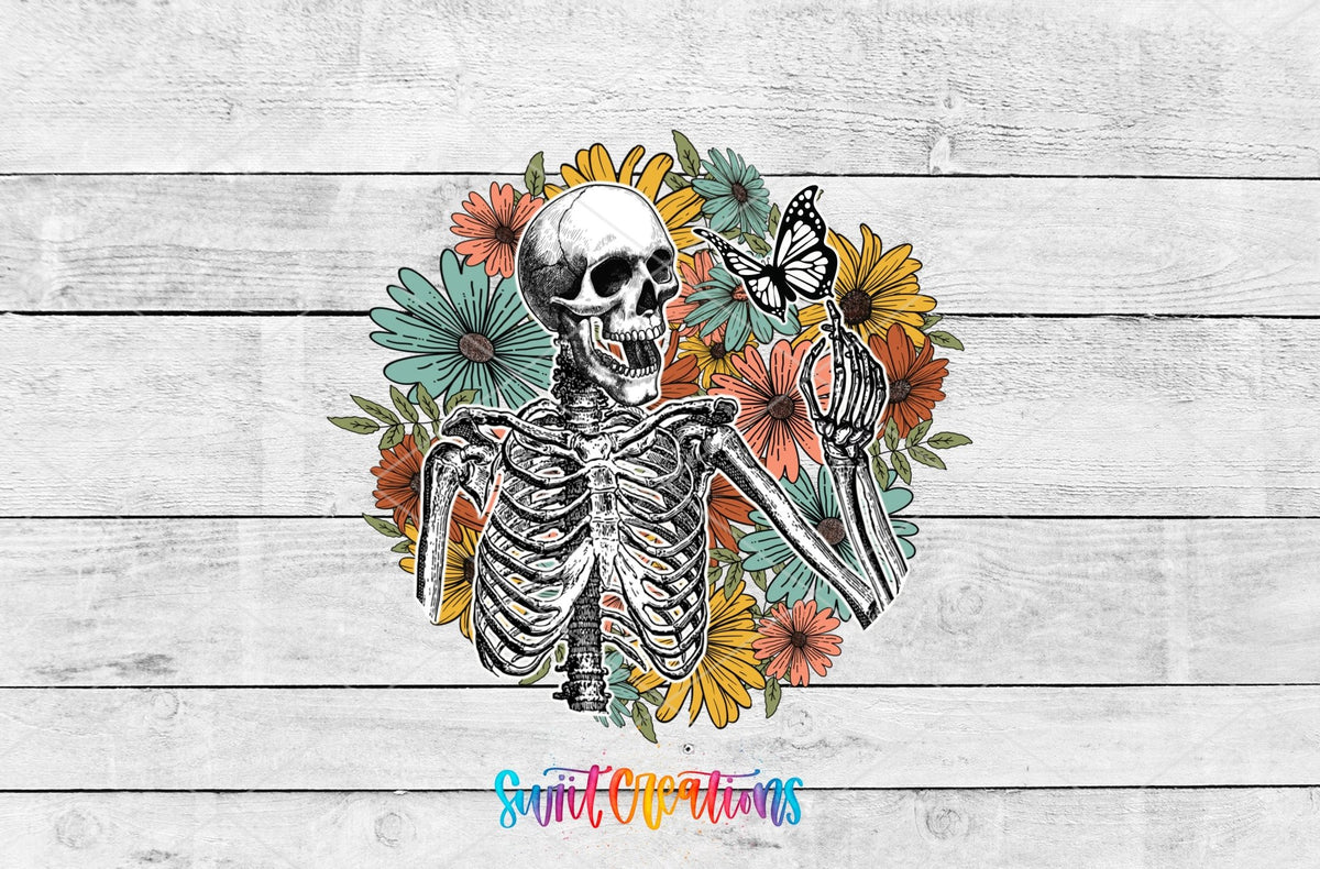 Skeleton Floral UV DTF Cup Decal | UV1192 - Swiit Creations