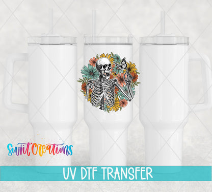 Skeleton Floral UV DTF Cup Decal | UV1192 - Swiit Creations