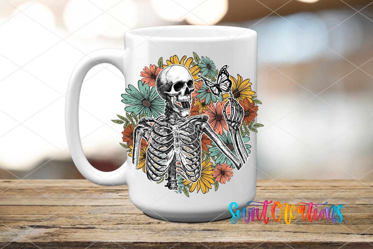 Skeleton Floral UV DTF Cup Decal | UV1192 - Swiit Creations