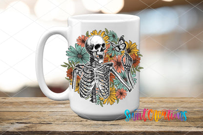 Skeleton Floral UV DTF Cup Decal | UV1192 - Swiit Creations