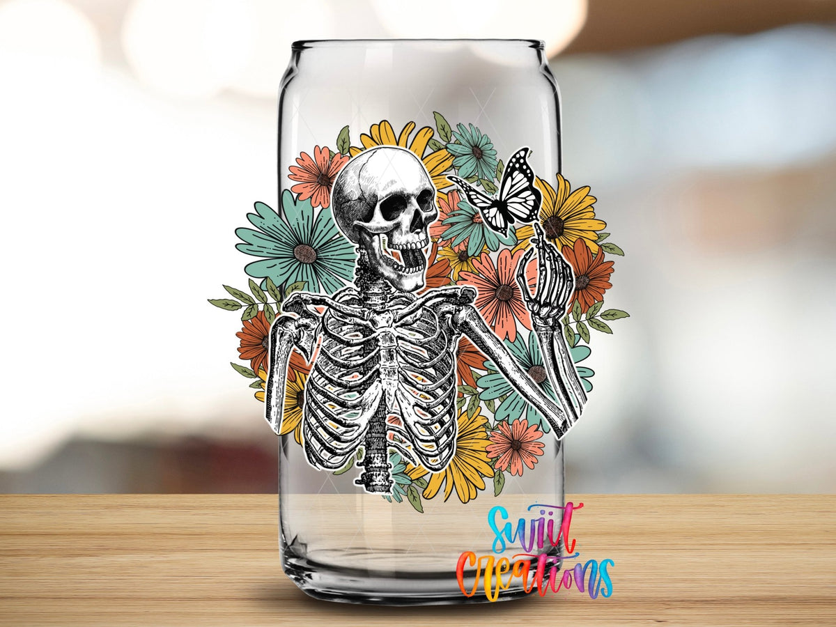 Skeleton Floral UV DTF Cup Decal | UV1192 - Swiit Creations