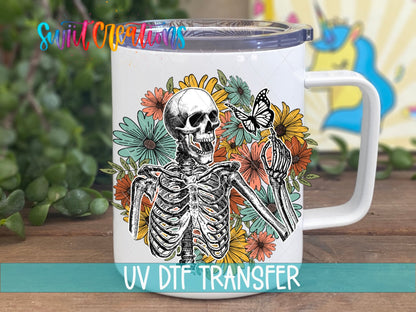 Skeleton Floral UV DTF Cup Decal | UV1192 - Swiit Creations