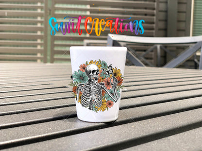 Skeleton Floral UV DTF Shot Glass Transfer | SG1192 - Swiit Creations