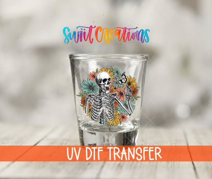 Skeleton Floral UV DTF Shot Glass Transfer | SG1192 - Swiit Creations