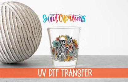 Skeleton Floral UV DTF Shot Glass Transfer | SG1192 - Swiit Creations
