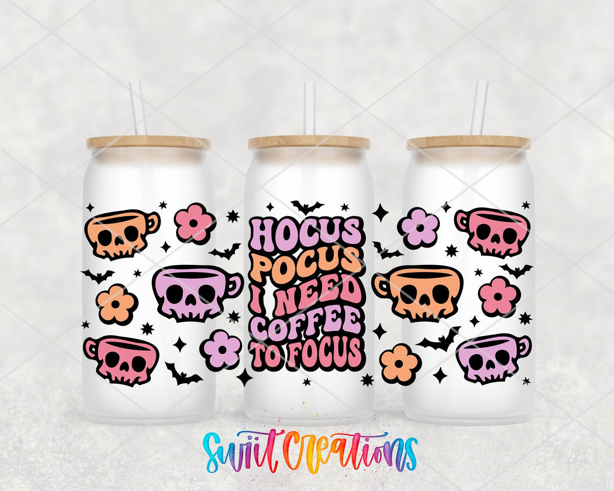 Skull I Need Coffee UV DTF Transfer Tumbler Wrap | DTF034 - Swiit Creations