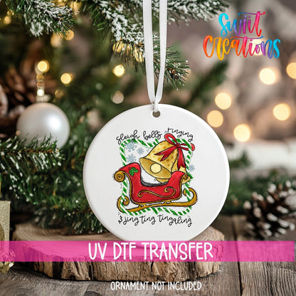 Sleigh Bells Ringing Christmas UV DTF Ornament Transfer | Holiday Sleigh with Bells | O-1690 - Swiit Creations