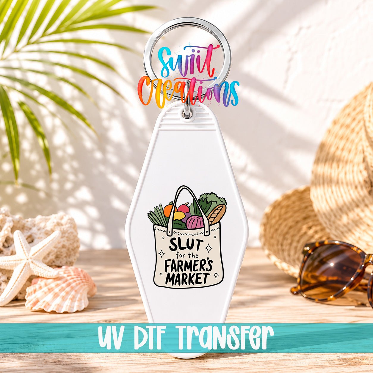 Slut For The Farmer’s Market Motel Keychain UV DTF Transfer | Funny Grocery Tote Design | MK1533 - Swiit Creations