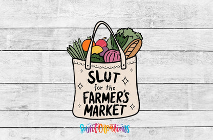 Slut For The Farmer’s Market Motel Keychain UV DTF Transfer | Funny Grocery Tote Design | MK1533 - Swiit Creations