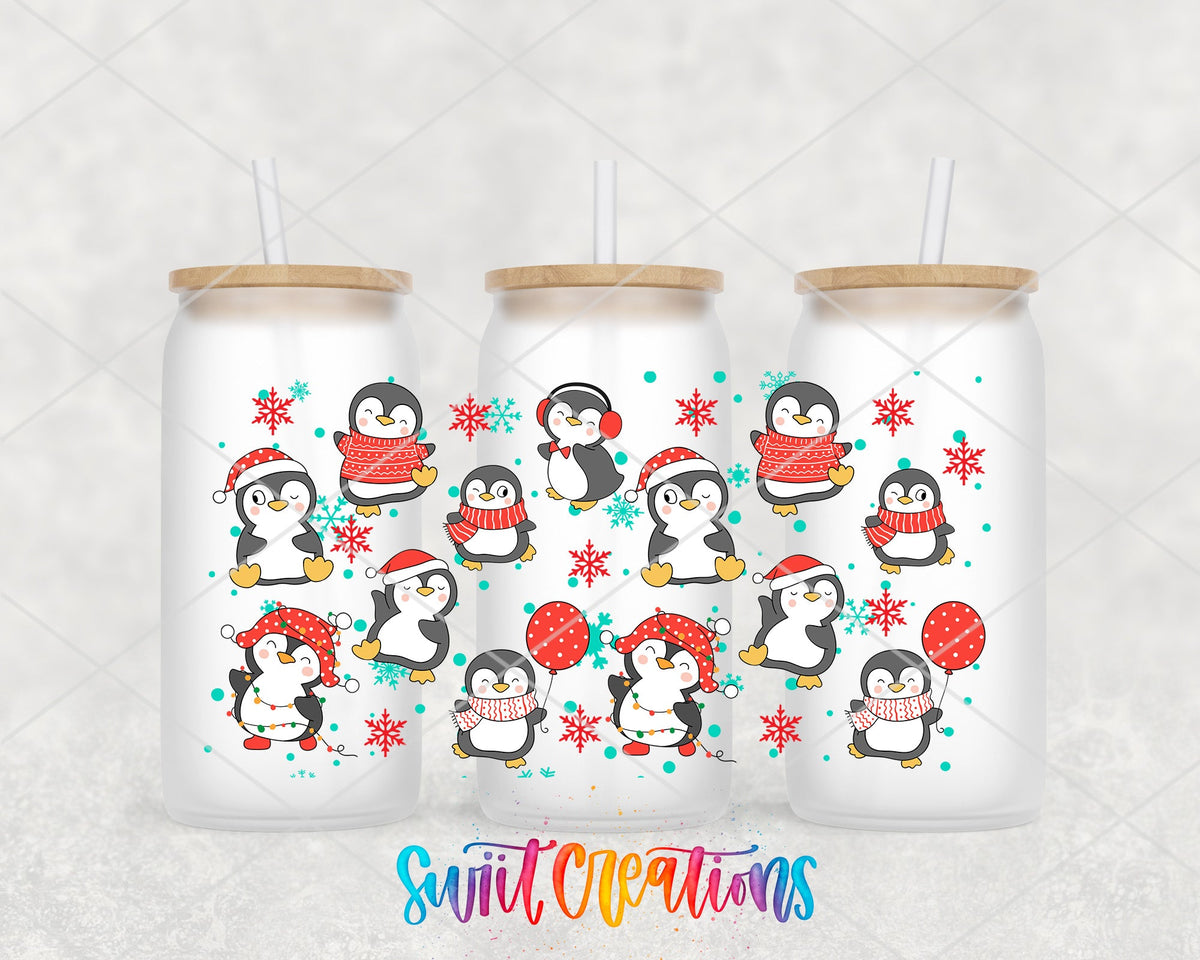Snowflakes and Penguin Christmas UV DTF Transfer Tumbler Wrap | DTF097 - Swiit Creations
