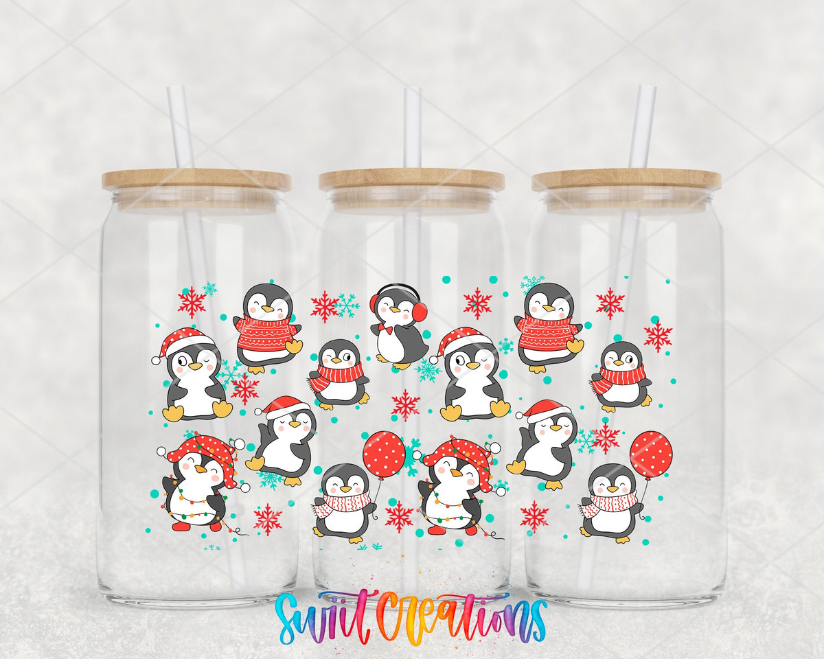 Snowflakes and Penguin Christmas UV DTF Transfer Tumbler Wrap | DTF097 - Swiit Creations