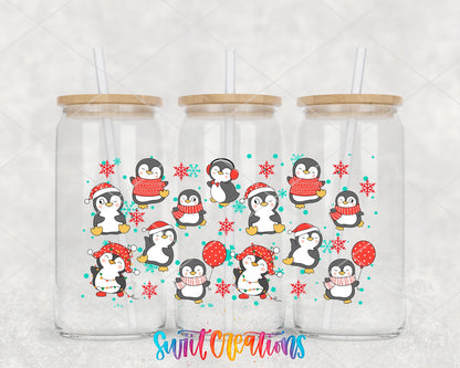 Snowflakes and Penguin Christmas UV DTF Transfer Tumbler Wrap | DTF097 - Swiit Creations