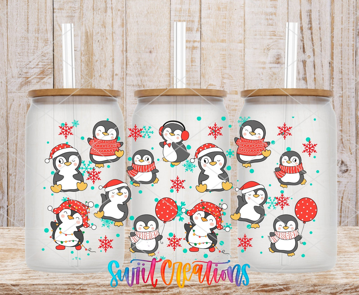 Snowflakes and Penguin Christmas UV DTF Transfer Tumbler Wrap | DTF097 - Swiit Creations