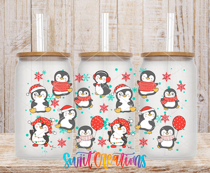 Snowflakes and Penguin Christmas UV DTF Transfer Tumbler Wrap | DTF097 - Swiit Creations