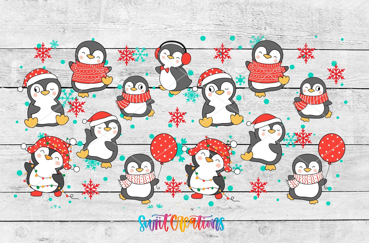 Snowflakes and Penguin Christmas UV DTF Transfer Tumbler Wrap | DTF097 - Swiit Creations