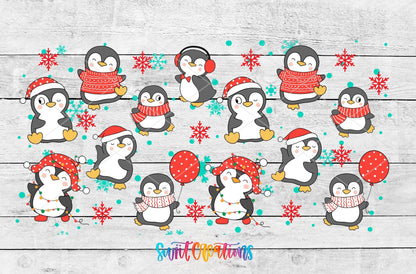 Snowflakes and Penguin Christmas UV DTF Transfer Tumbler Wrap | DTF097 - Swiit Creations
