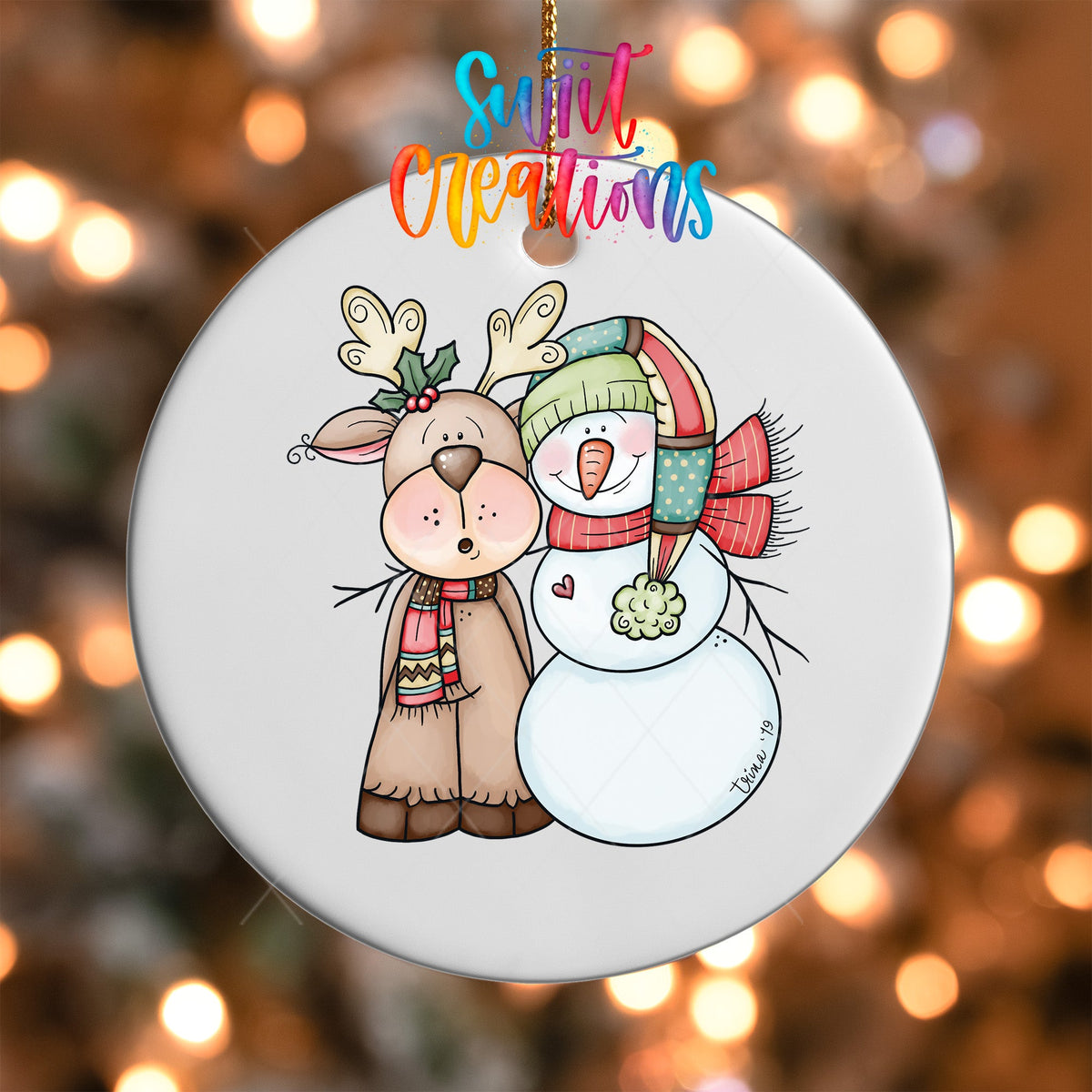 Snowman and Reindeer Christmas UV DTF Ornament Transfer | O-0022 - Swiit Creations