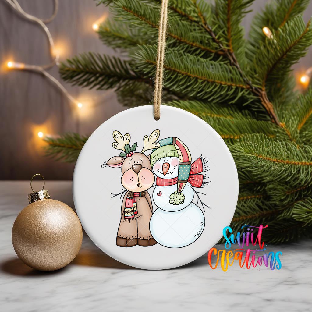 Snowman and Reindeer Christmas UV DTF Ornament Transfer | O-0022 - Swiit Creations