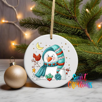 Snowman Cardinal Christmas UV DTF Ornament Transfer | O-1195 - Swiit Creations