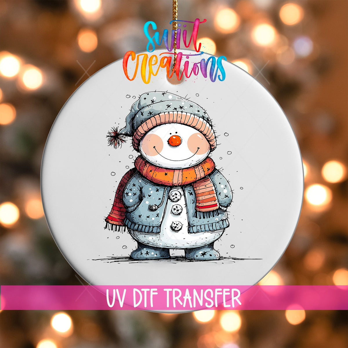 Snowman Christmas UV DTF Ornament Transfer | O-1284 - Swiit Creations