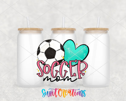 Soccer Mom UV DTF Transfer Tumbler Wrap | Pink Heart Sports Cup Decal | DTF237 - Swiit Creations