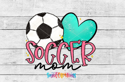 Soccer Mom UV DTF Transfer Tumbler Wrap | Pink Heart Sports Cup Decal | DTF237 - Swiit Creations