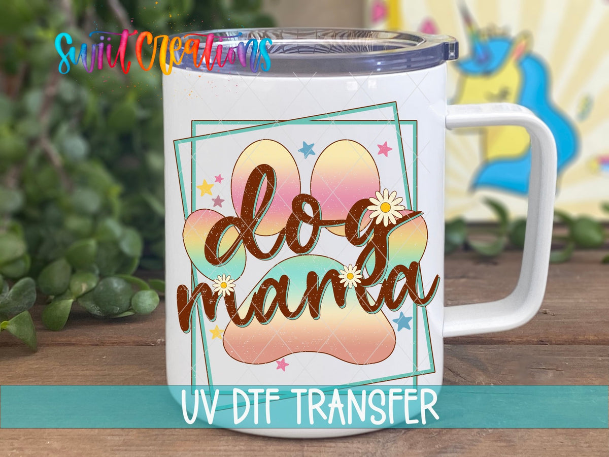 Soft Pastel Paw Print Dog Mama UV DTF Cup Decal | UV332 - Swiit Creations