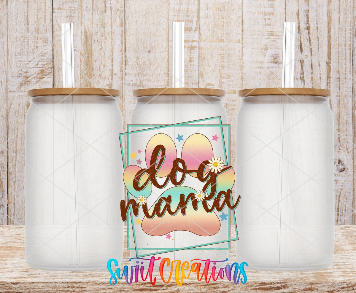 Soft Pastel Paw Print Dog Mama UV DTF Cup Decal | UV332 - Swiit Creations