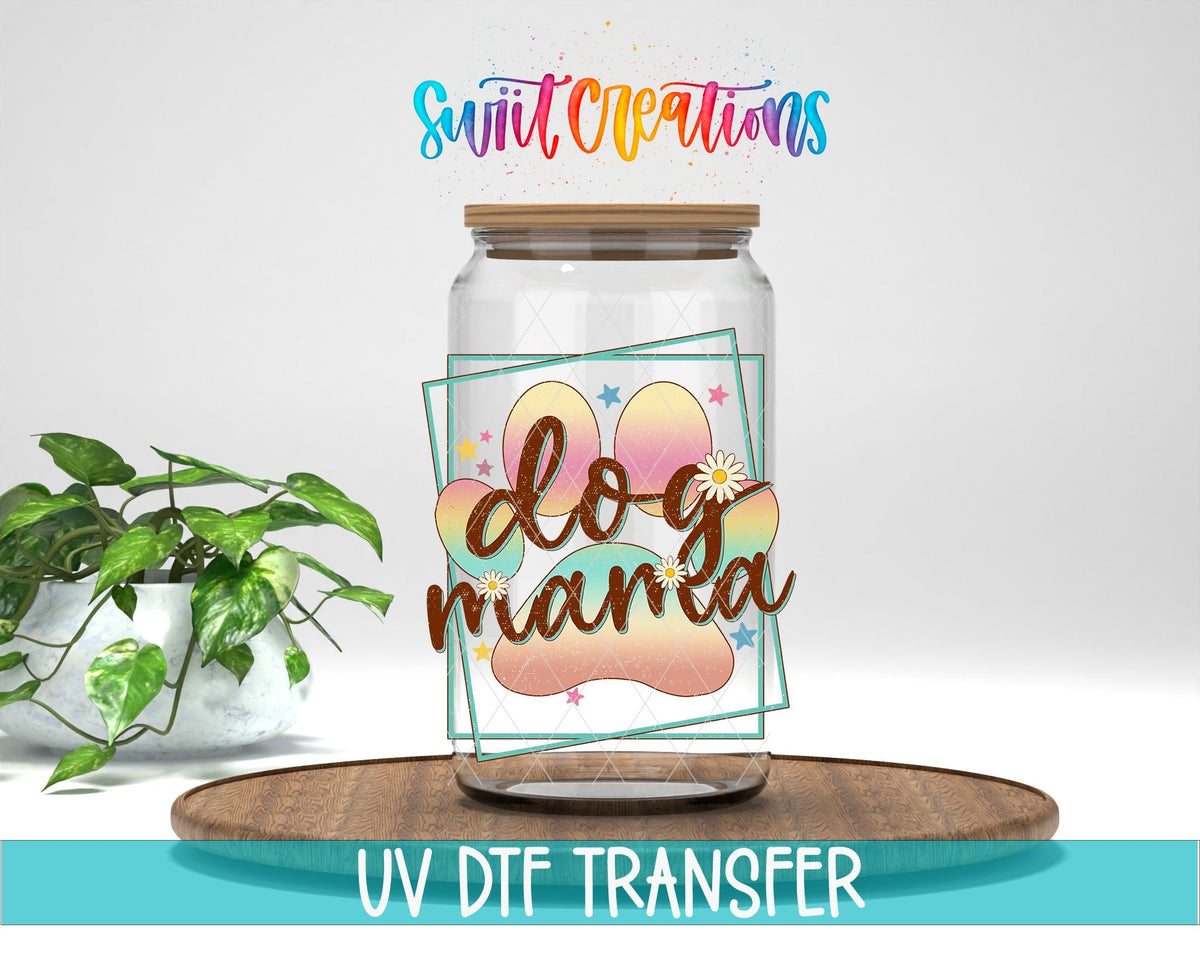 Soft Pastel Paw Print Dog Mama UV DTF Cup Decal | UV332 - Swiit Creations