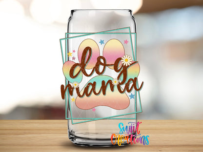 Soft Pastel Paw Print Dog Mama UV DTF Cup Decal | UV332 - Swiit Creations