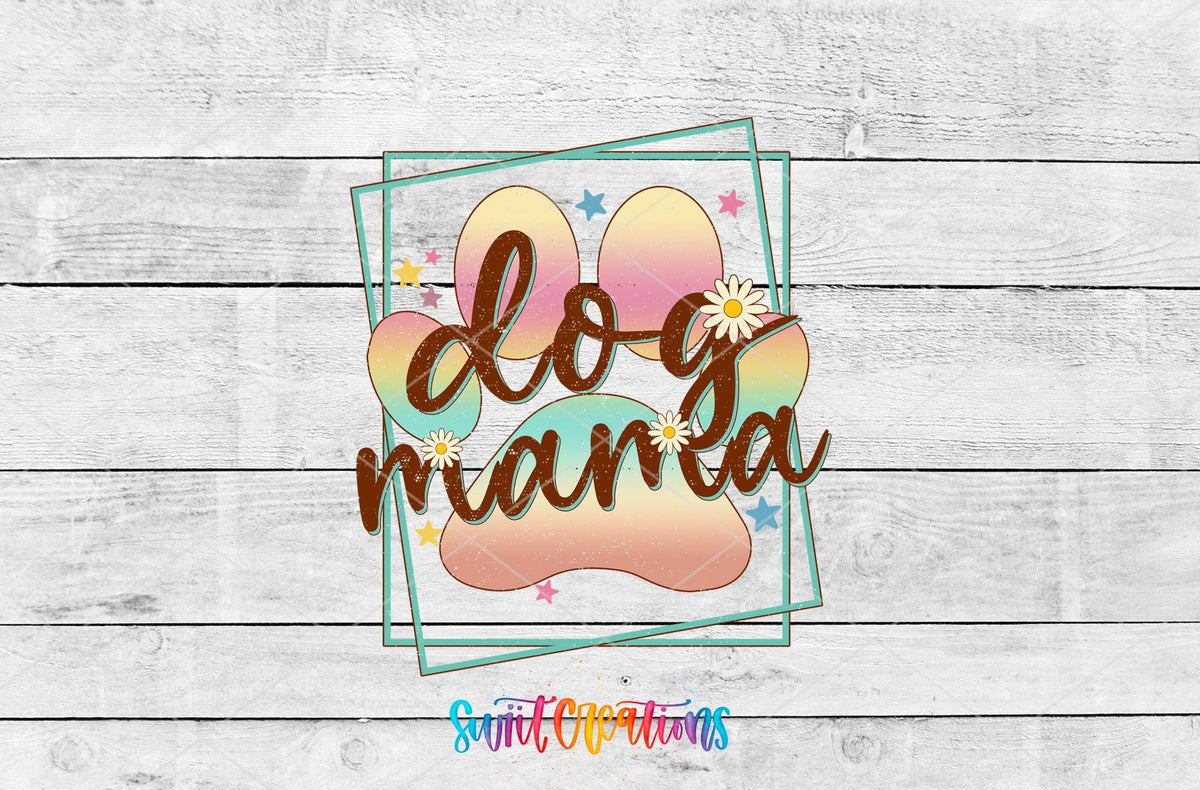 Soft Pastel Paw Print Dog Mama UV DTF Cup Decal | UV332 - Swiit Creations