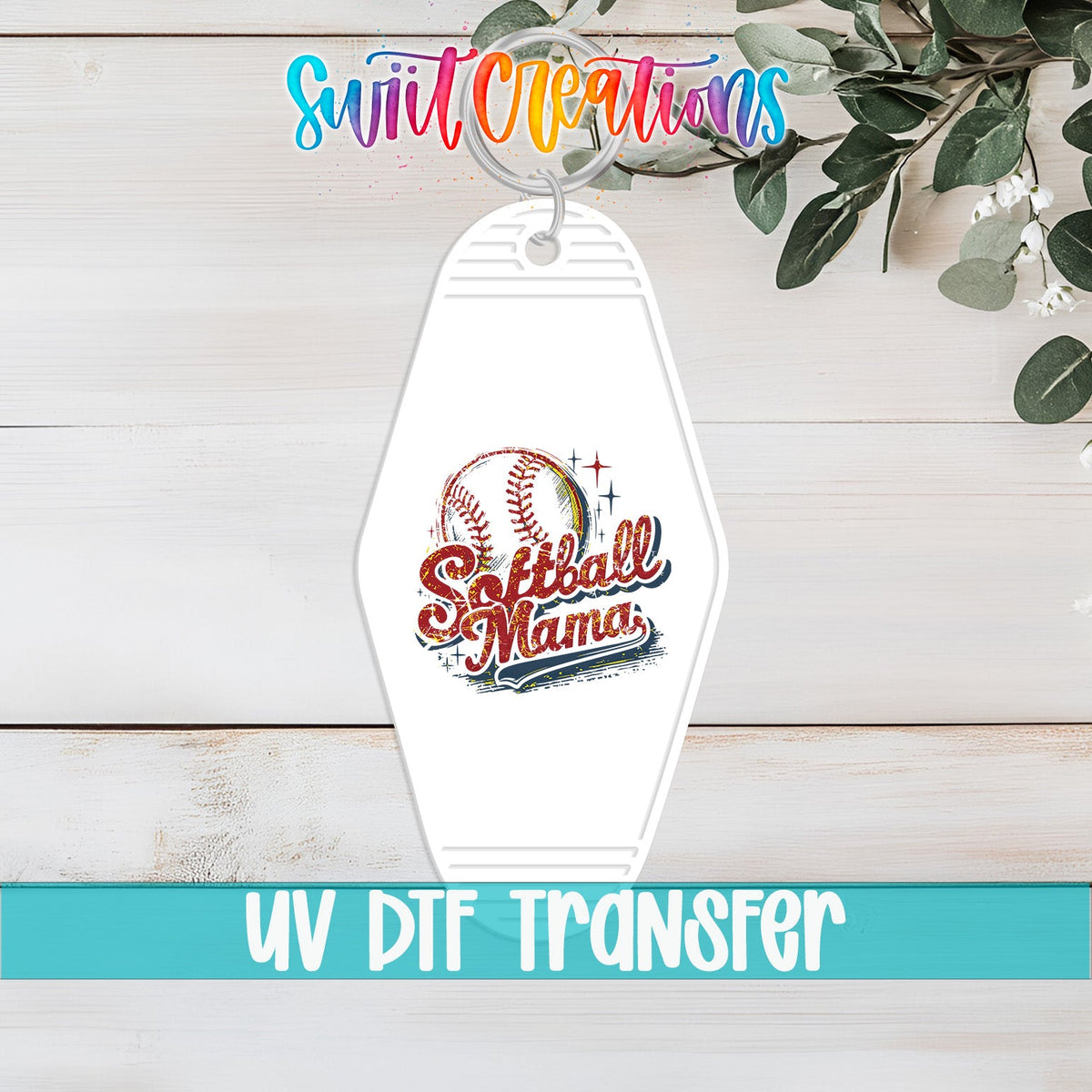 Softball Mama Retro Distress Motel Keychain UV DTF Transfer | Sports Decal | MK1989 - Swiit Creations