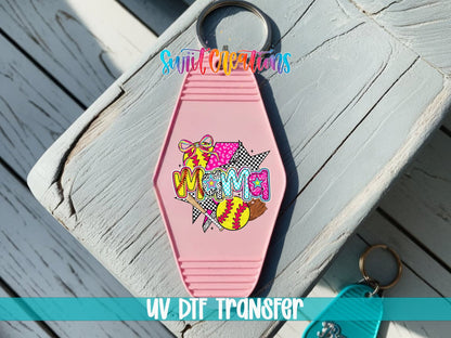 Softball Mama Sports Game Day Motel Keychain UV DTF Transfer | MK1452 - Swiit Creations