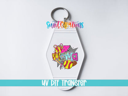 Softball Mama Sports Game Day Motel Keychain UV DTF Transfer | MK1452 - Swiit Creations