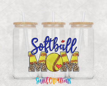 Softball Mom UV DTF Transfer Tumbler Wrap | Leopard Print Sports | DTF221 - Swiit Creations