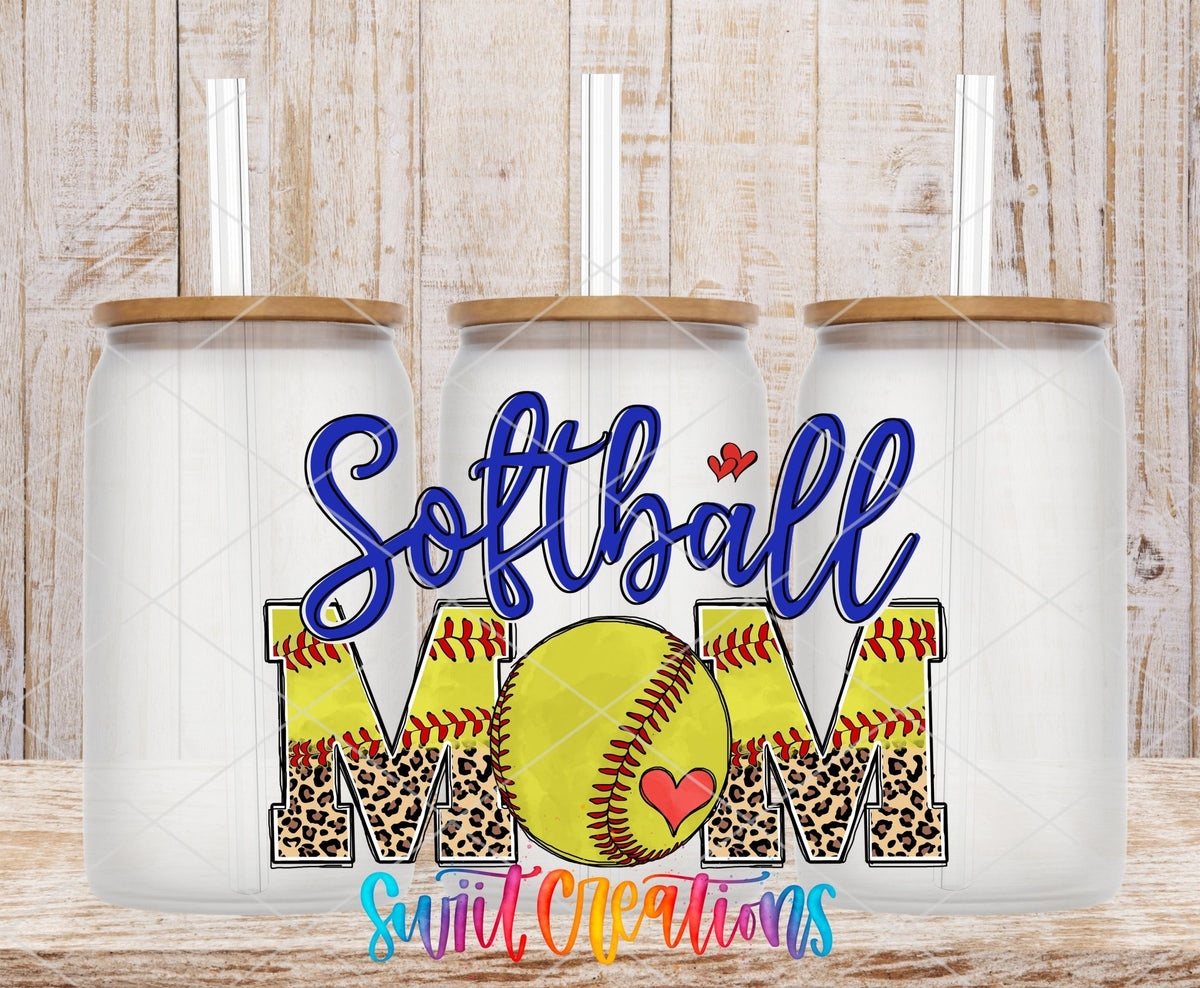 Softball Mom UV DTF Transfer Tumbler Wrap | Leopard Print Sports | DTF221 - Swiit Creations