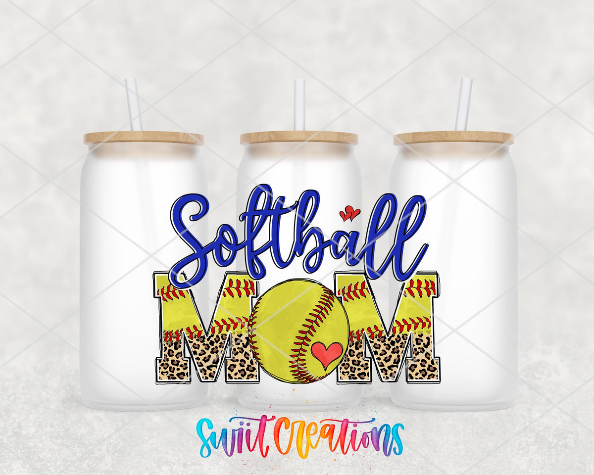 Softball Mom UV DTF Transfer Tumbler Wrap | Leopard Print Sports | DTF221 - Swiit Creations