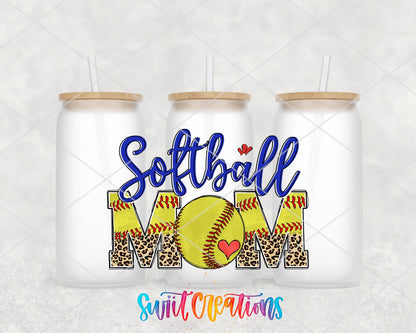 Softball Mom UV DTF Transfer Tumbler Wrap | Leopard Print Sports | DTF221 - Swiit Creations