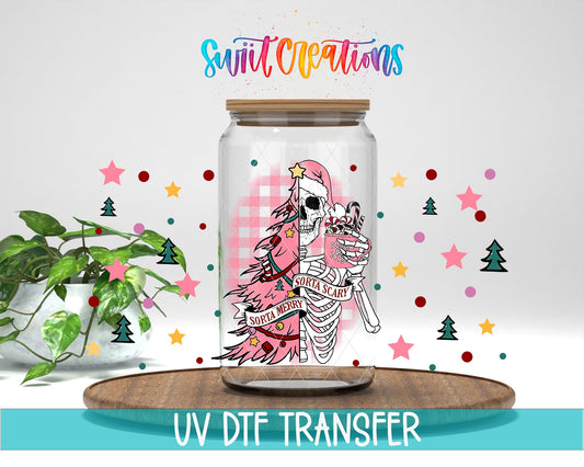 Sorta Merry Scary Pink Skeleton UV DTF Transfer Tumbler Wrap | DTF120 - Swiit Creations
