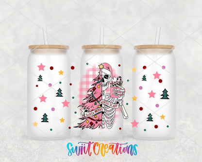 Sorta Merry Scary Pink Skeleton UV DTF Transfer Tumbler Wrap | DTF120 - Swiit Creations