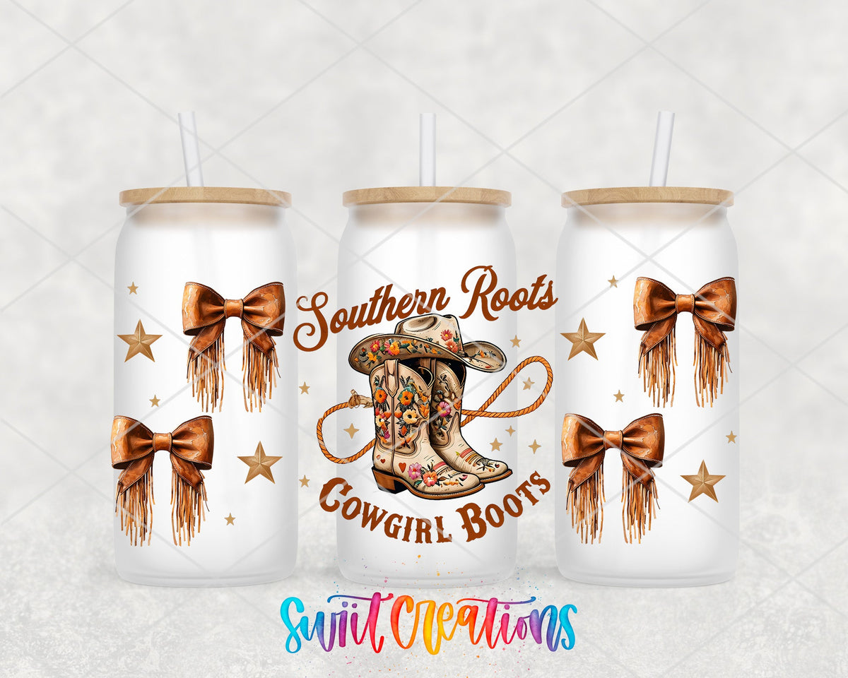 Southern Roots Cowgirl Boots UV DTF Transfer Tumbler Wrap | Western Bow Rodeo | DTF286 - Swiit Creations