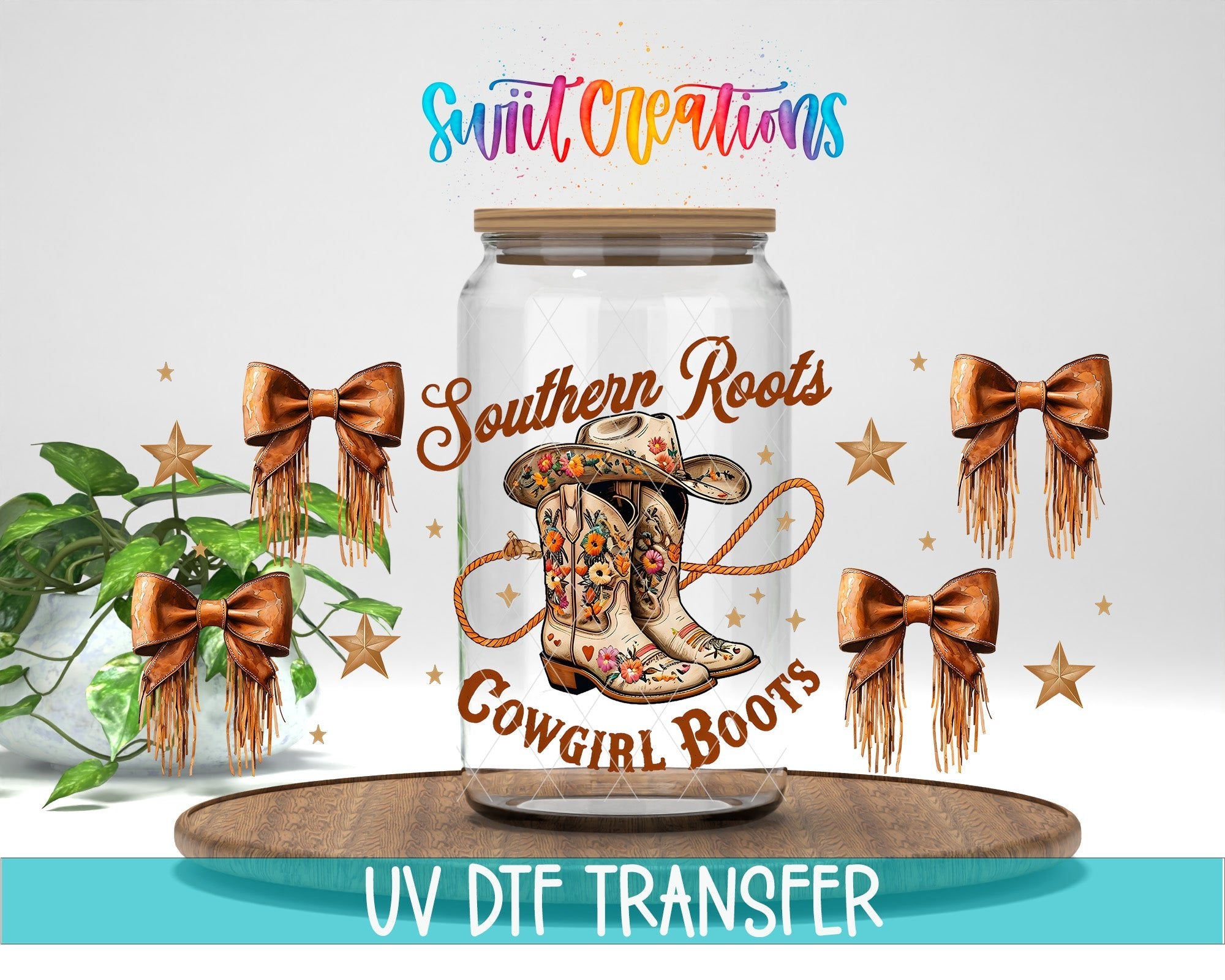 Southern Roots Cowgirl Boots UV DTF Transfer Tumbler Wrap | Western Bow Rodeo | DTF286 - Swiit Creations