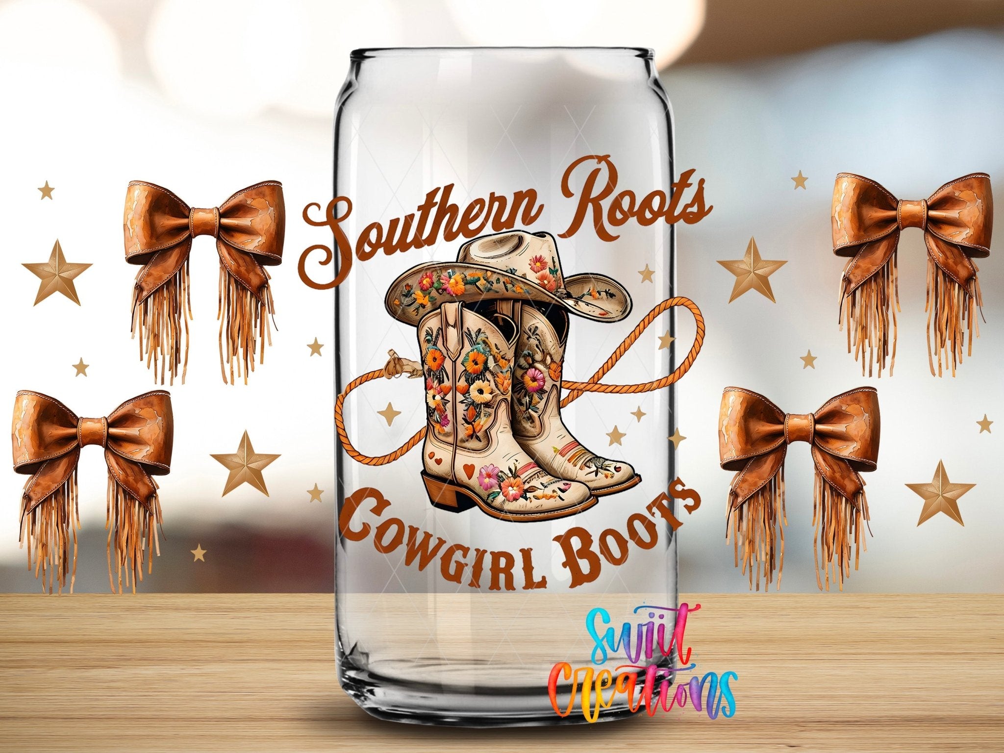 Southern Roots Cowgirl Boots UV DTF Transfer Tumbler Wrap | Western Bow Rodeo | DTF286 - Swiit Creations