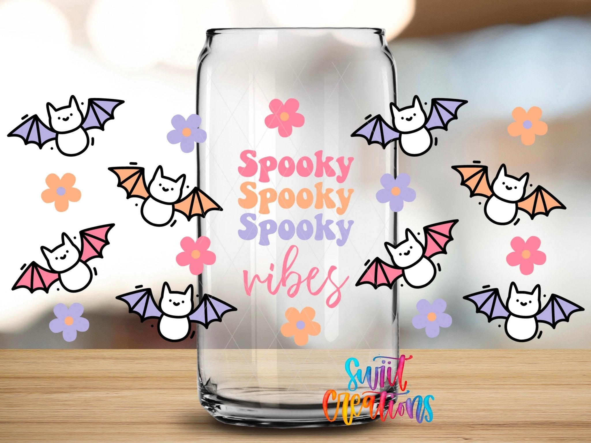 Spooky Vibes Cute Bats UV DTF Transfer Tumbler Wrap | DTF124 - Swiit Creations