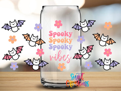 Spooky Vibes Cute Bats UV DTF Transfer Tumbler Wrap | DTF124 - Swiit Creations