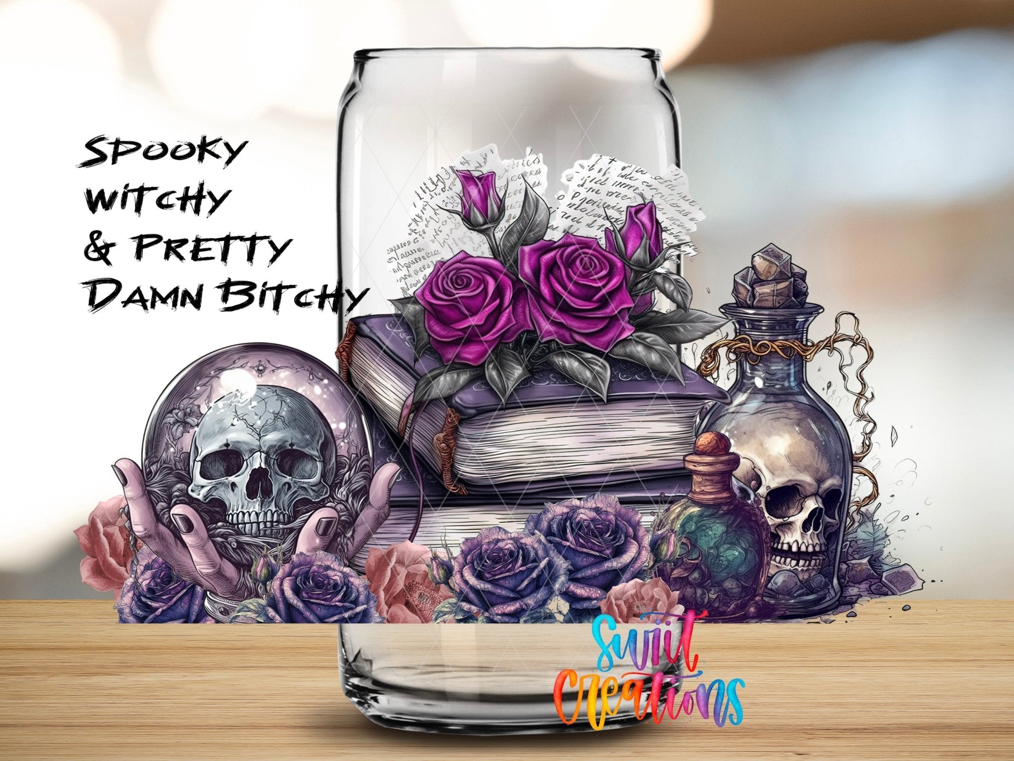Spooky Witchy and Pretty Damn B UV DTF Transfer Tumbler Wrap | DTF088 - Swiit Creations